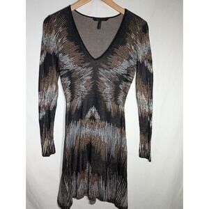 BCBG MAXAZRIA Womens KATIA ELECTRIC STROKES JACQUARD DRESS SIZE XXS Silk Blend
